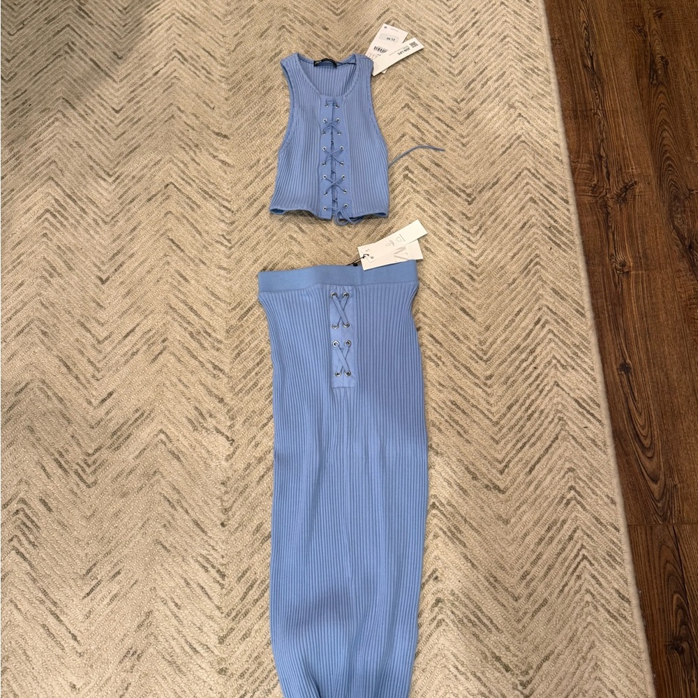Zara Blue Midi Skirt